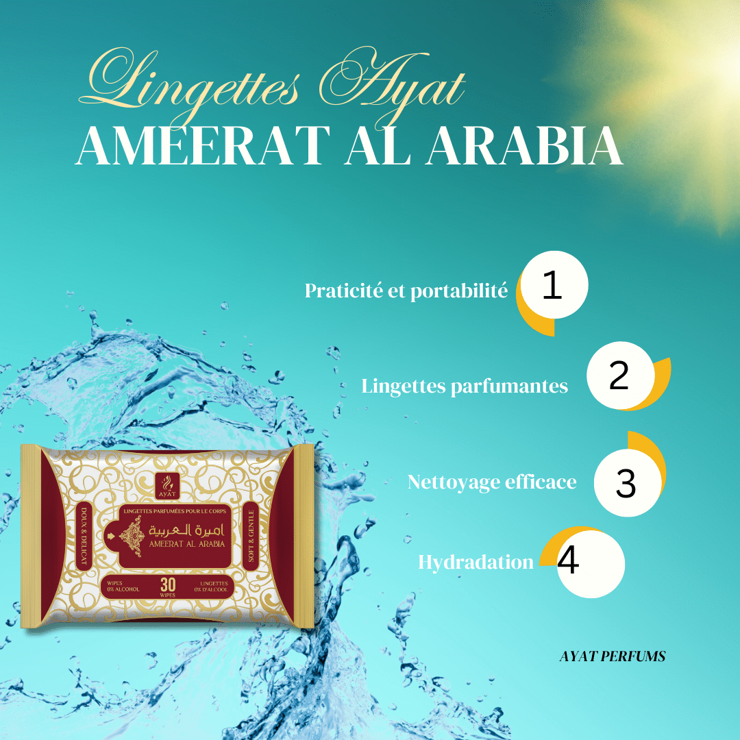 Lingettes parfumées corps SANS ALCOOL - Ameerat al Arab