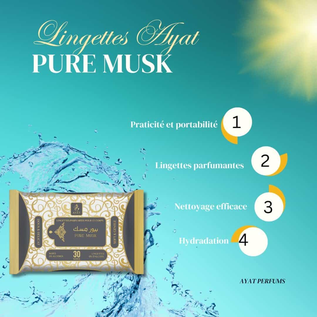 Lingettes parfumées corps SANS ALCOOL - Pure Musk