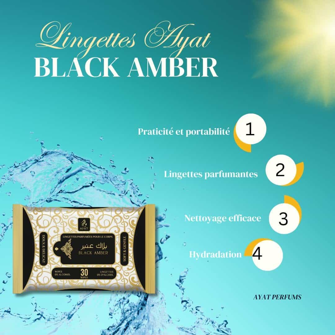 Lingettes parfumées corps SANS ALCOOL - Black Amber