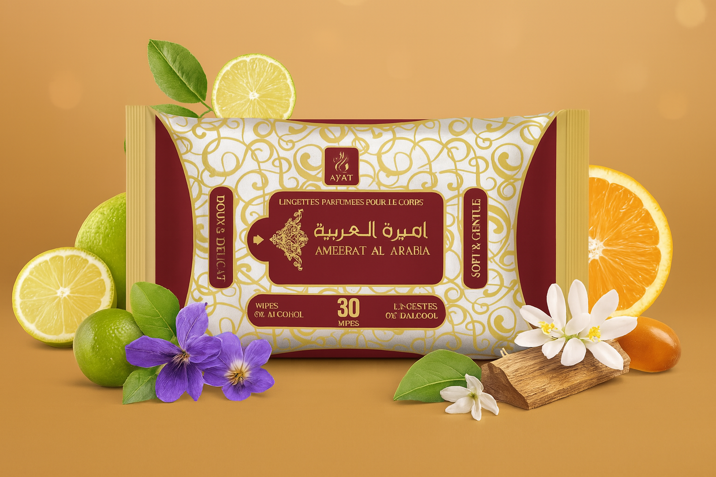 Lingettes parfumées corps SANS ALCOOL - Ameerat al Arab